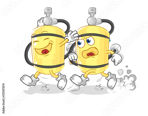 diver cylinder play chase cartoon. cartoon mascot vector photo