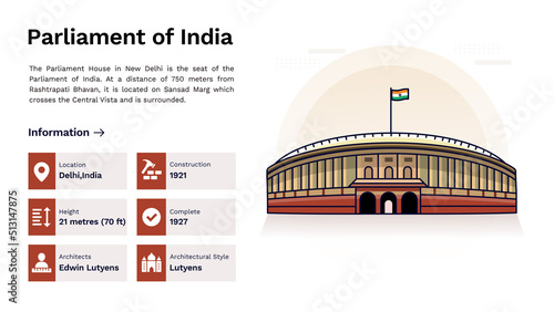 The Heritage of Parliament of India Monumental Design-Vector Illustration