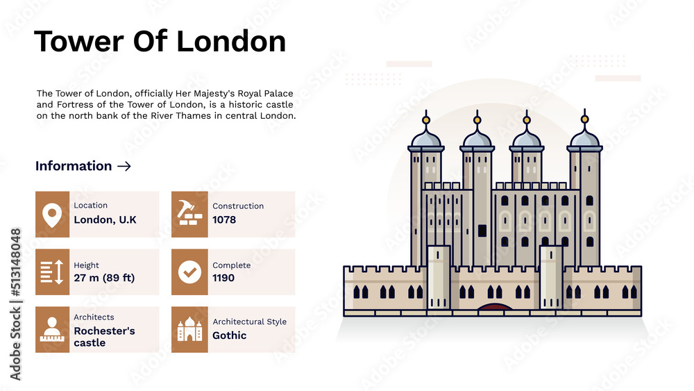 The Heritage of Tower of London Monumental Design-Vector Illustration
