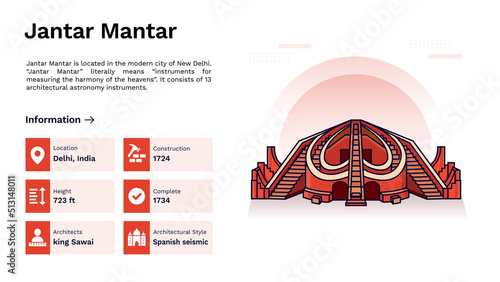 The Heritage of Jantar Mantar Monumental Design-Vector Illustration