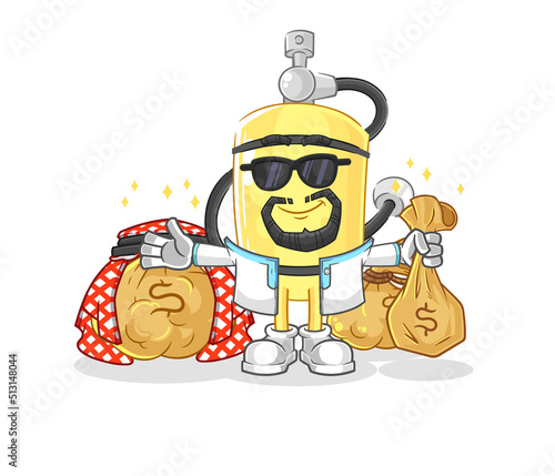 diver cylinder rich arabian mascot. cartoon vector