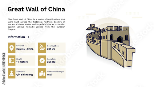 The Heritage of Great Wall of China Monumental Design  - Vector Illustration