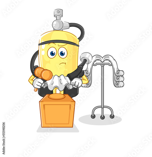 diver cylinder judge holds gavel. character vector