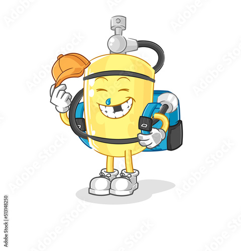 diver cylinder goes to school vector. cartoon character