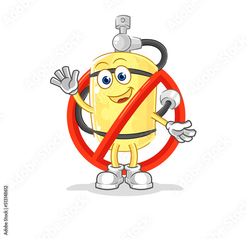 say no to diver cylinder mascot. cartoon vector
