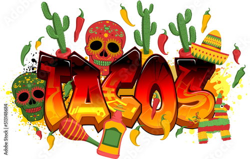 Quality Mexican Food Themed Vector Graphic Design - Tacos photo
