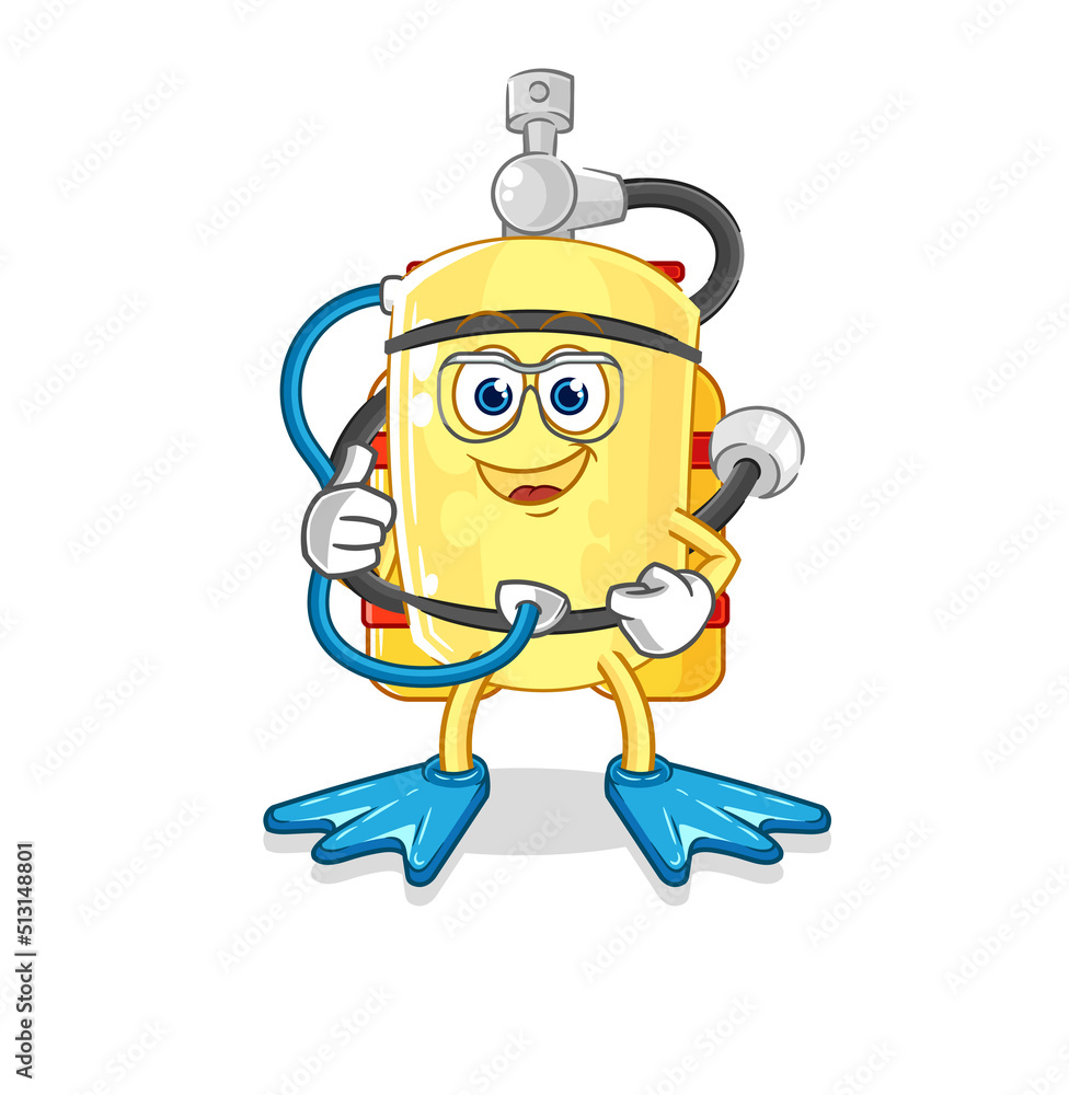 diver cylinder diver cartoon. cartoon mascot vector diver cylinder diver cartoon. cartoon mascot vector