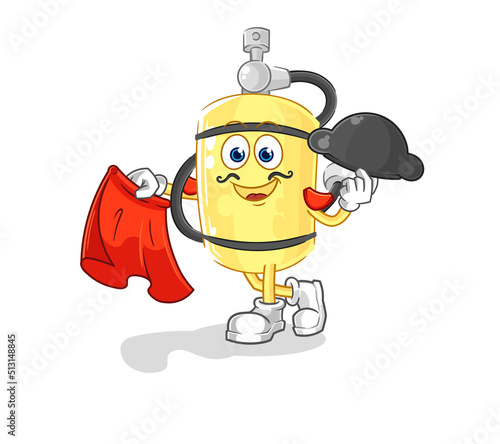 diver cylinder matador with red cloth illustration. character vector