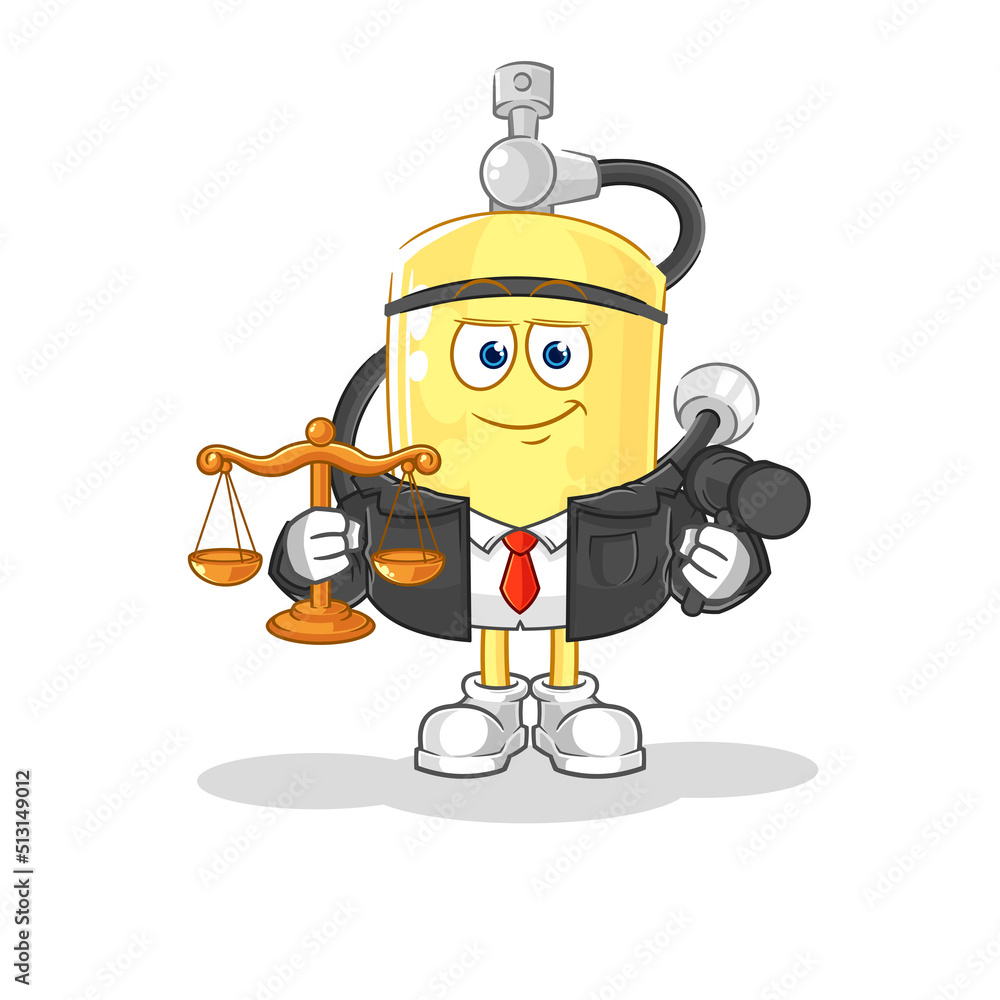 diver cylinder lawyer cartoon. cartoon mascot vector