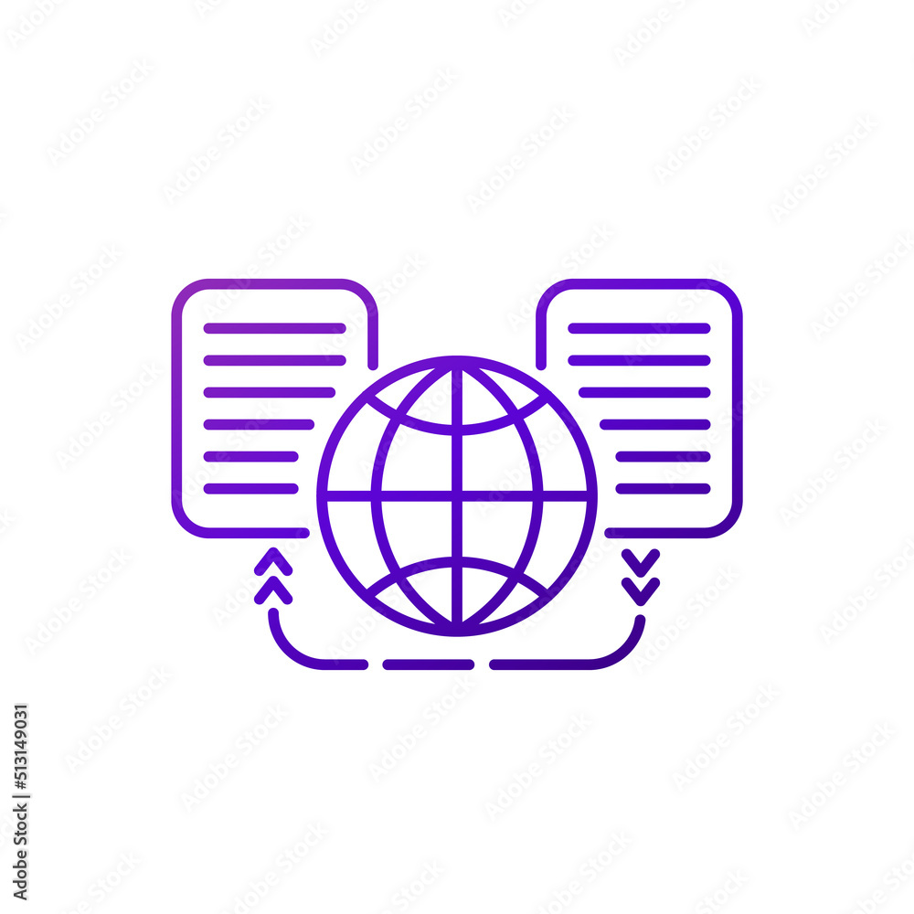 Global data exchange line icon on white Global data exchange line icon on white