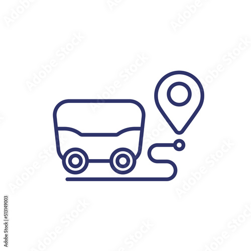 delivery robot on the way line icon