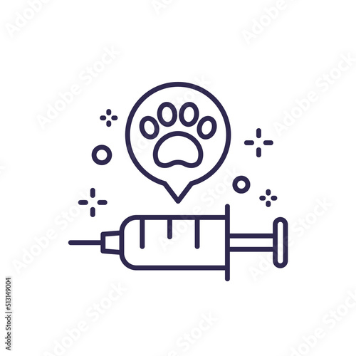 dog vaccination line icon with a vaccine