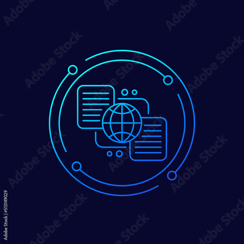 Global data exchange icon, linear design