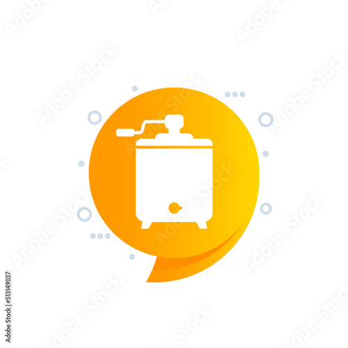 Honey extractor icon, beekeeping or apiculture vector