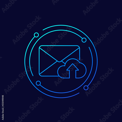 mail to cloud icon, linear design