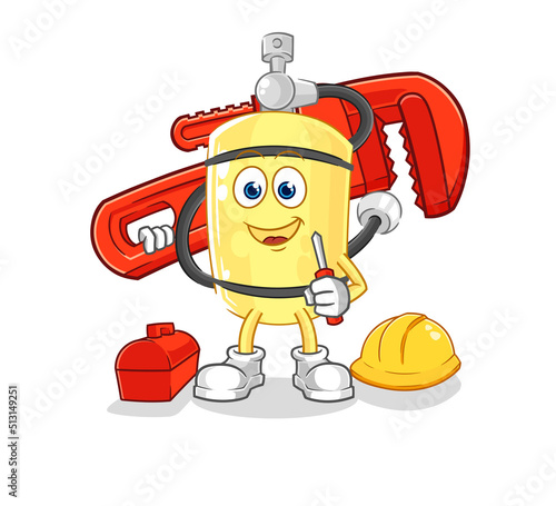 diver cylinder plumber cartoon. cartoon mascot vector