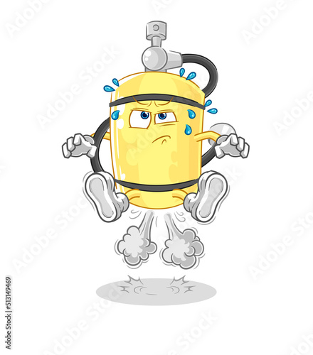 diver cylinder fart jumping illustration. character vector