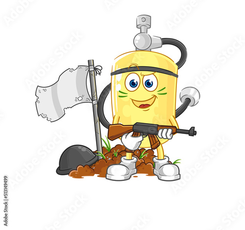 diver cylinder army character. cartoon mascot vector