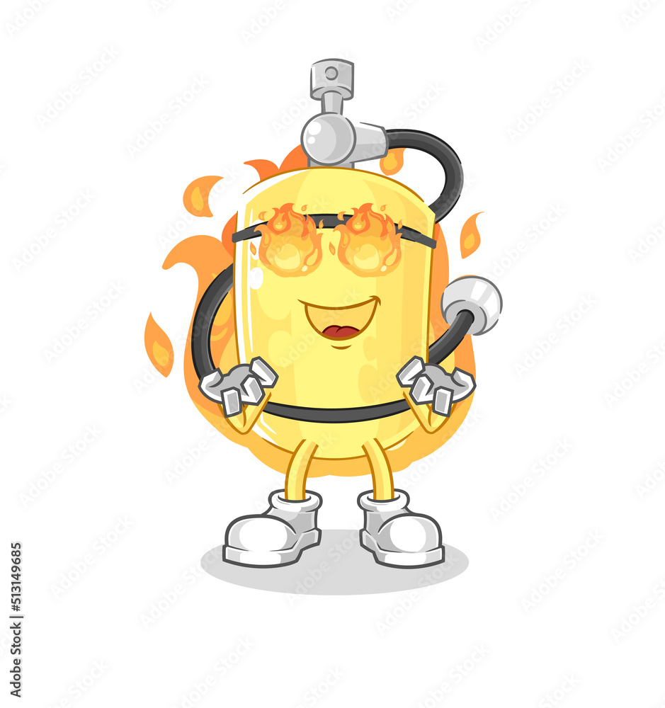 diver cylinder on fire mascot. cartoon vector diver cylinder on fire mascot. cartoon vector