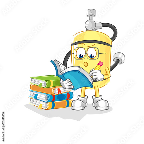 diver cylinder studying mascot. cartoon vector