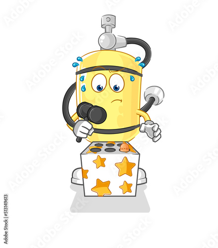 diver cylinder play whack a mole mascot. cartoon vector