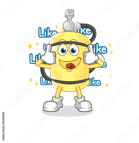 diver cylinder give lots of likes. cartoon vector