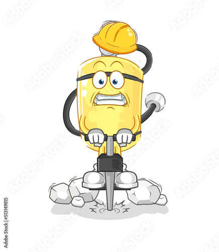 diver cylinder drill the ground cartoon character vector
