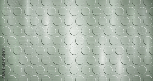 Abstract metallic background in green colors with highlights and a texture of voluminous convex circles