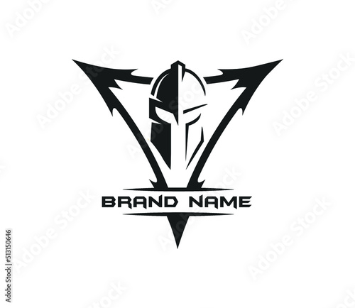 awesome spartan helmet logo design, spartan logo with triangle