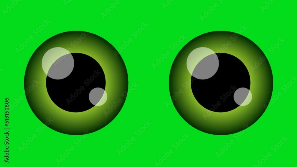 Cartoon Monster Eyes on a green background. Cartoon Monster eyes with alpha channel. Key color, color key, alpha channel. Cartoon Monster Eyes on a green background. Cartoon Monster eyes with alpha channel. Key color, color key, alpha channel.