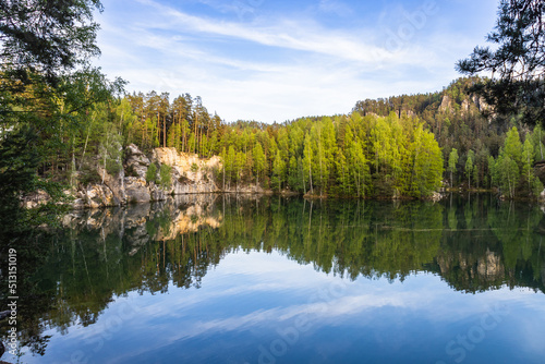 Fototapeta Naklejka Na Ścianę i Meble -  Adrspach lake, part of Adrspach-Teplice Rocks Nature Reserve, Czech Republic