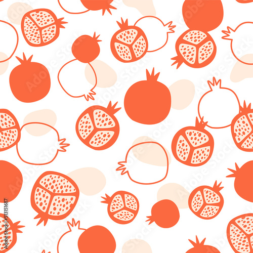 Pomegranate pattern. Abstract pomegranate seamless pattern, pomegranate background. Stylized fruits