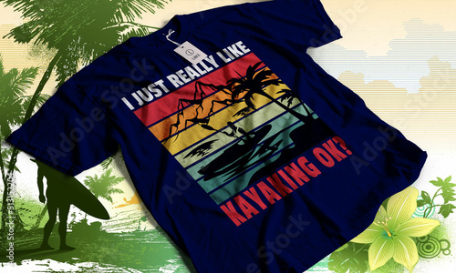 Kayaking summer cool t-shirt design