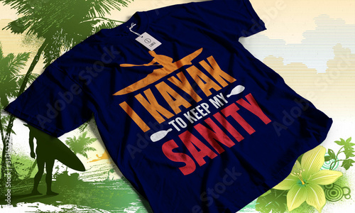Kayaking summer cool t-shirt design