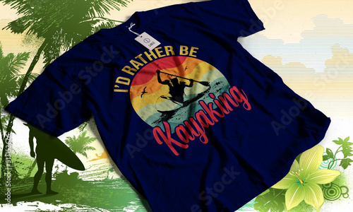 Kayaking summer cool t-shirt design