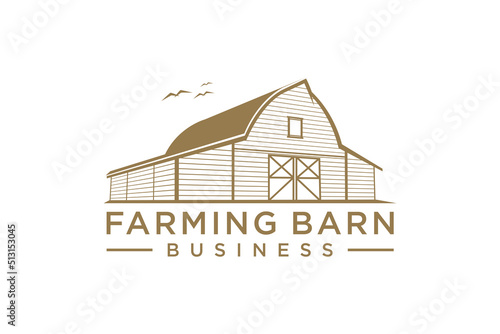 Farming barn logo design rustic vintage style wooden house rural countryside traditional building icon symbol © 21graphic