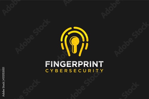 Fingerprint security logo design password protection shield modern identification system 