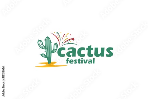 Saguaro cactus logo design cacti flower aonora arizona desert plant, Cactus festival day