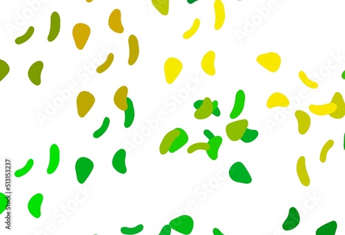 Light Green, Yellow vector pattern with chaotic shapes.