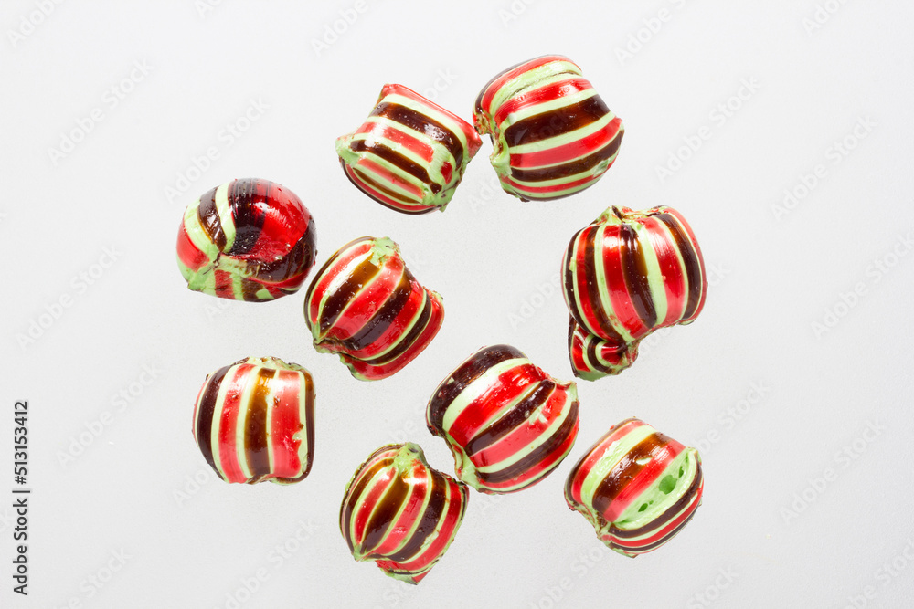 Colorful striped candies. Akide Sekeri Colorful striped candies. Akide Sekeri