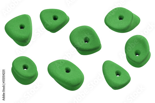 Set of Rock Climbing Grips for indoor outdoor playground isolated on white background