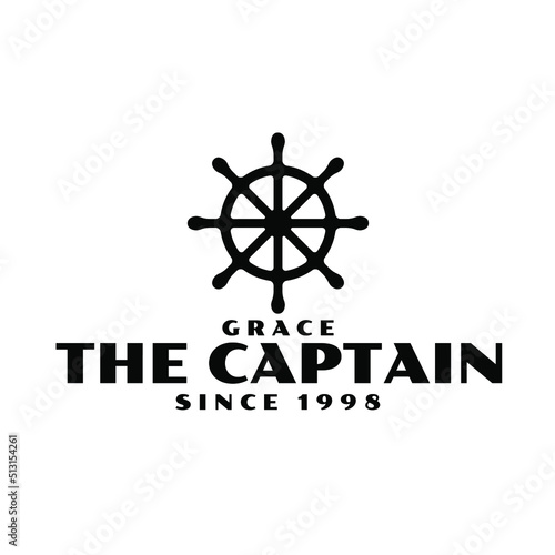 ship wheel logo. Captain logo premium vector