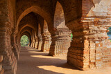 Arches of Rasmancha, oldest brick temple of India -tourist attraction in Bishnupur, West Bengal, India. Terracotta-burnt clay-structure is unique. Hindu deities were worshipped here in Ras festival.