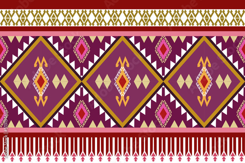 geometric pattern In a pink square, four white frames, bordered with a bouquet of flowers. for clothing, home decoration.