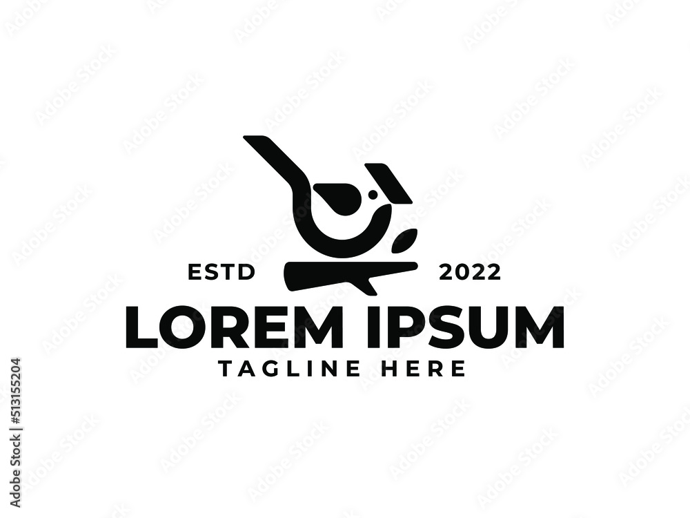 logo bird perched on a branch premium vector. Black bird logo logo bird perched on a branch premium vector. Black bird logo