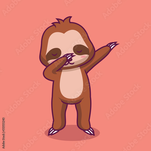 Cute sloth dabbing cartoon illustration