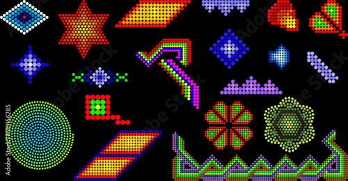 mexican huichol art elements pack in vector format