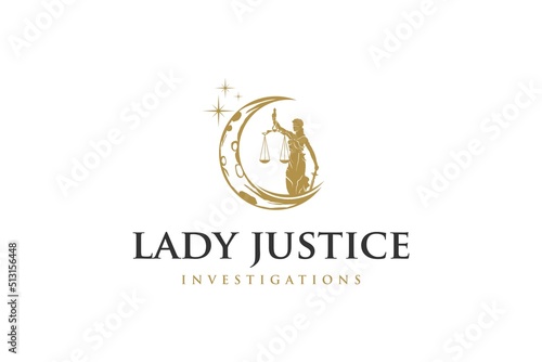 Lady justice logo design justitia goddess law legal sculpture silhouette blind woman with scale icon symbol