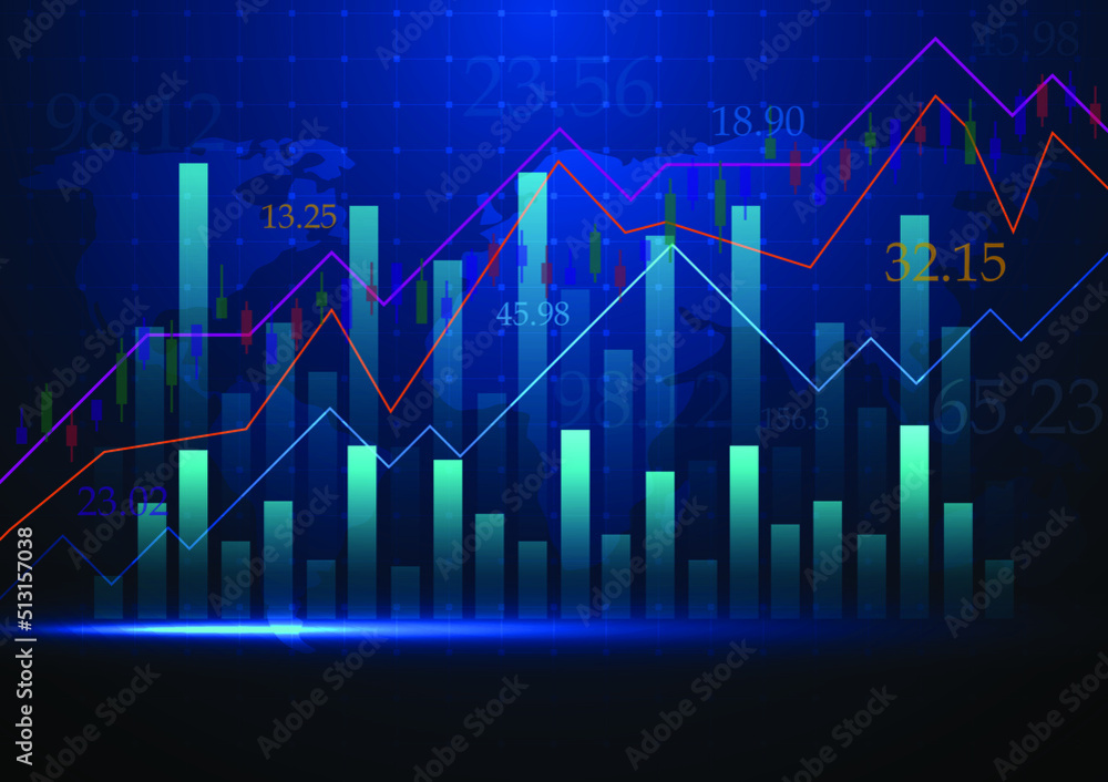 Stock market forex chart abstract background or forex trading chart in graphic art concept for financial banner