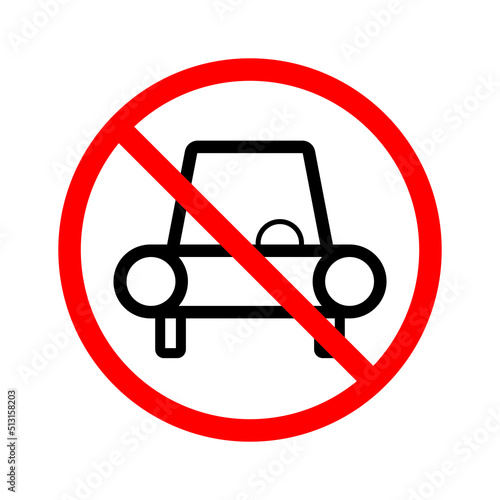 White Red Round Road Sign : Traffic Prohibited Sign For No Car or No Parking Sign, car not allowed restricted vector illustration